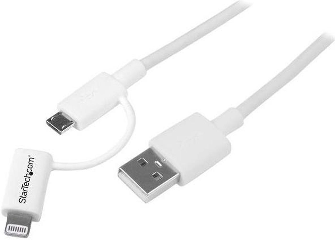 StarTech.com LTUB1MWH White Apple Lightning or Micro USB to USB cable