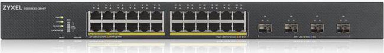 Zyxel 24-Port Gigabit Ethernet + 4X 10G SFP+ Fiber High Powered PoE+ 375W NebulaFlex Smart Managed Switch | 802.3at 802.3af | Metal | Limited Lifetime XGS1930-28HP