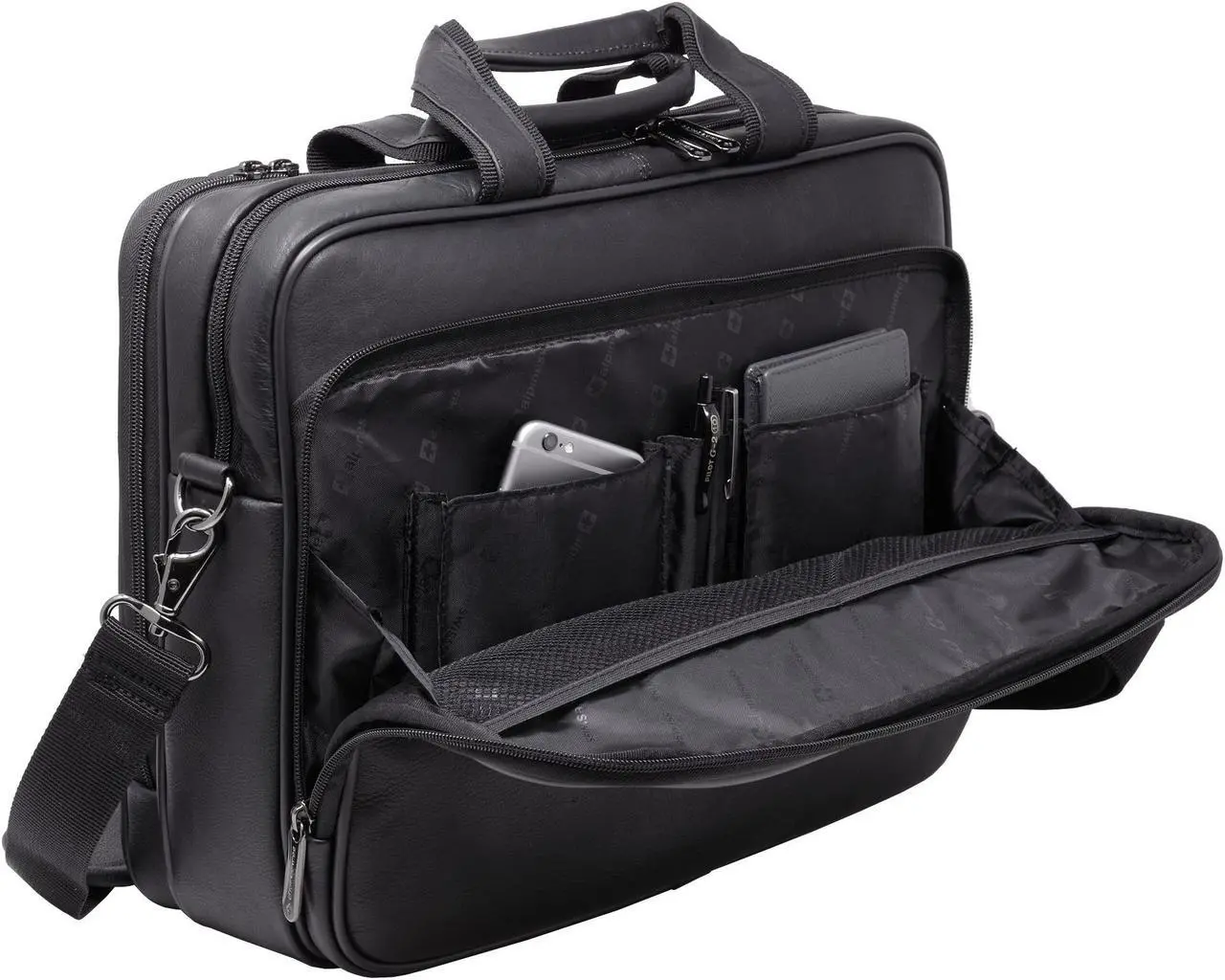 Alt view image 9 of 10 - Alpine Swiss Messenger Bag Leather 15.6 Laptop Briefcase Portfolio Business Case