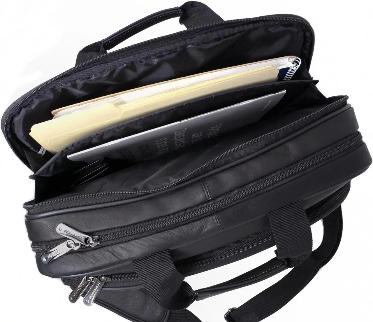 Alt view image 8 of 10 - Alpine Swiss Messenger Bag Leather 15.6 Laptop Briefcase Portfolio Business Case