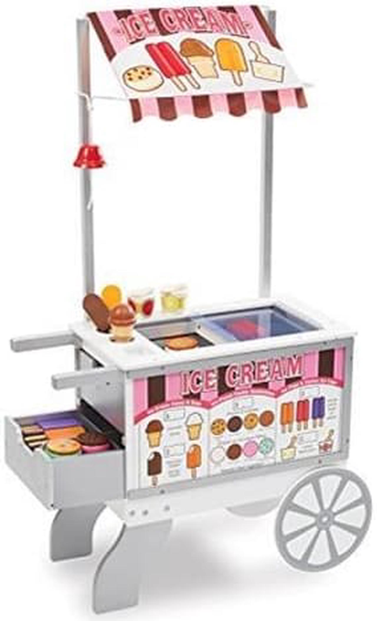 Alt view image 10 of 15 - Melissa & Doug Wooden Snacks and Sweets Food Cart - 40+ Play Food pcs, Reversible Awning