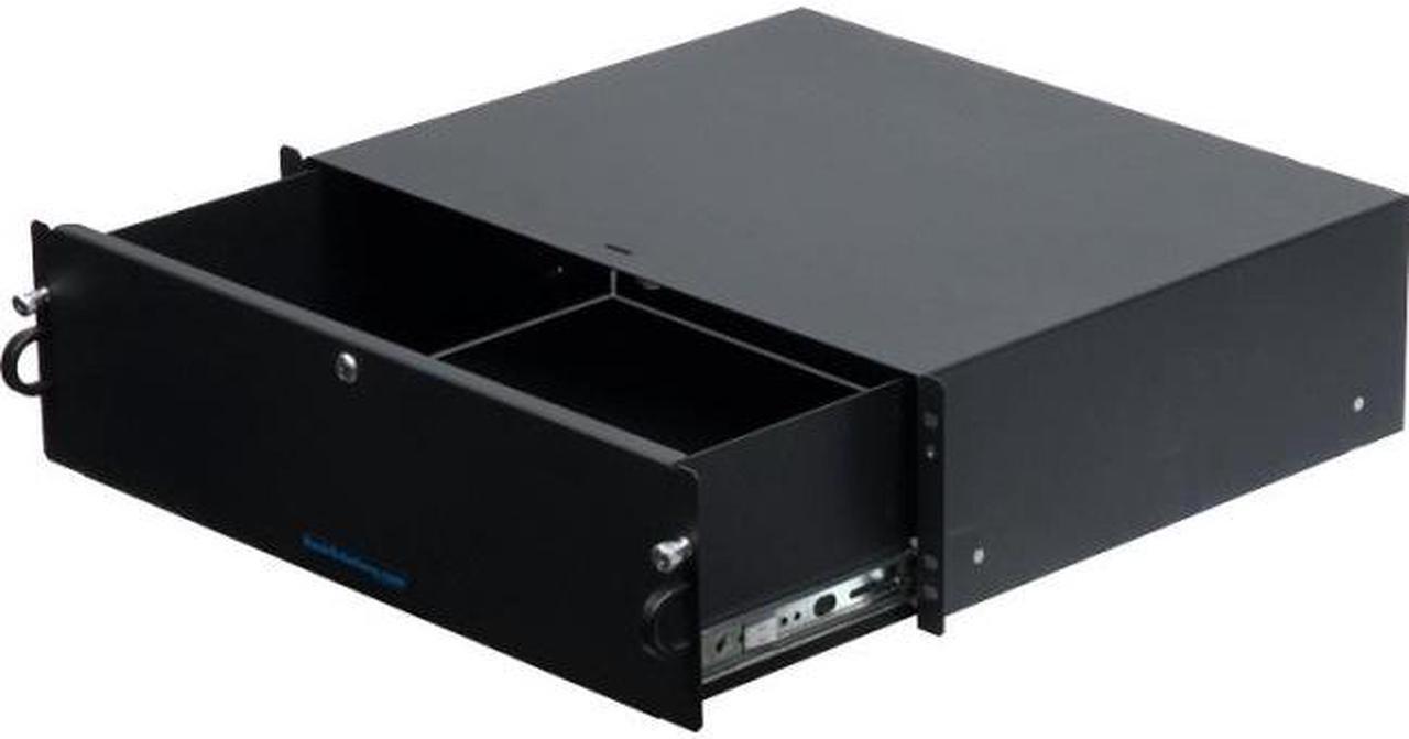 Alt view image 2 of 3 - RackSolutions 2U Lockable Rackmount Drawer - 14" Depth, High-Quality Ball Bearing Slides, 100 lbs Capacity, Cable Access Holes - Fits 2 & 4 Post Racks