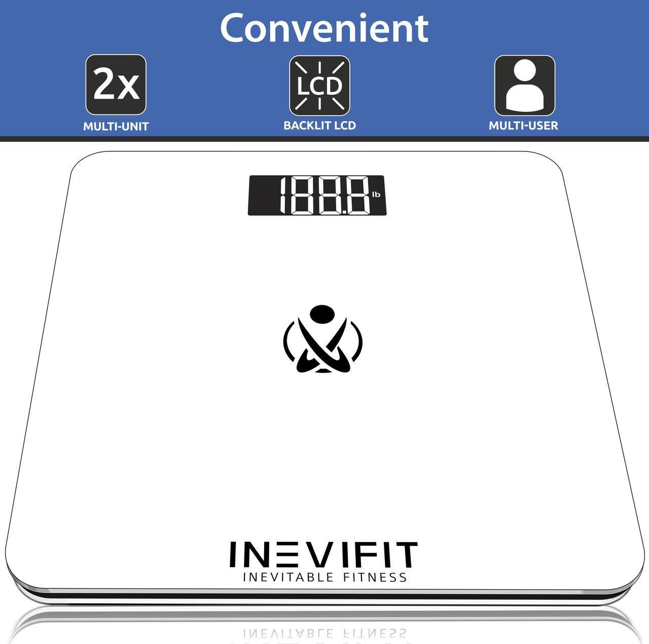 Alt view image 4 of 4 - INEVIFIT BATHROOM SCALE, Highly Accurate Digital Bathroom Body Scale, Measures Weight for Multiple Users
