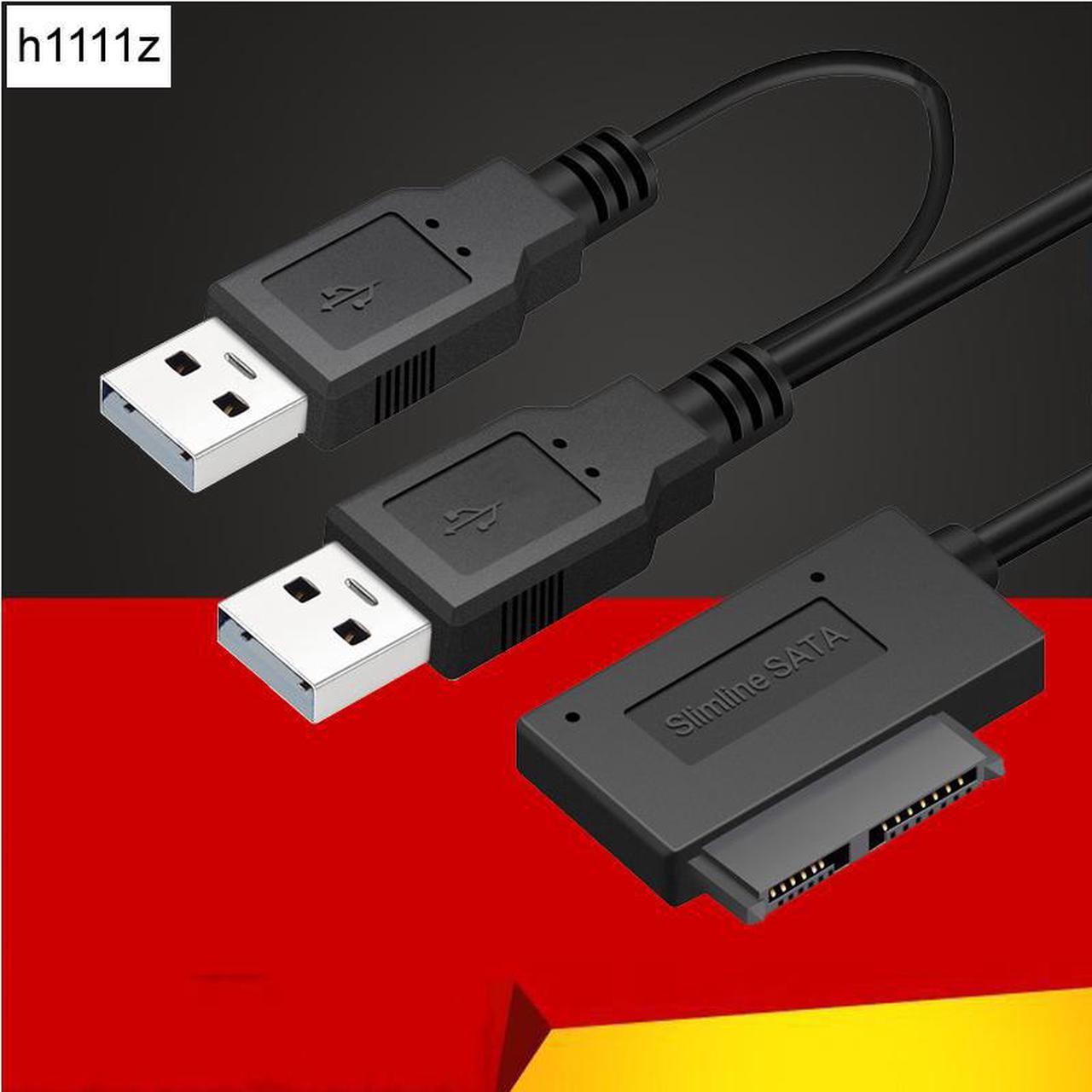 USB2.0 to 6+7 13Pin Slimline Slim SATA Cable With External USB 2.0 Power Supply For Laptop CD ROM DVD ROM ODD Adapter Converter