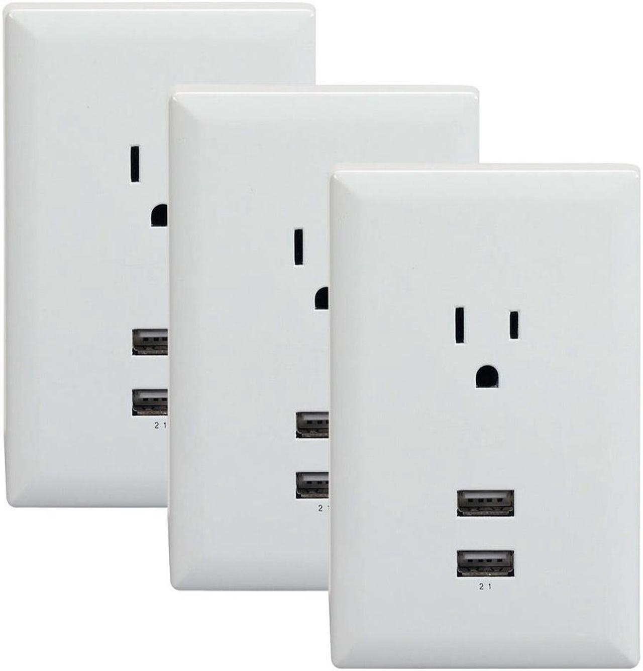 Main image of RCA Dual USB + Single Power Outlet Wall Adapter Plate WP2UWR, 3 Pack