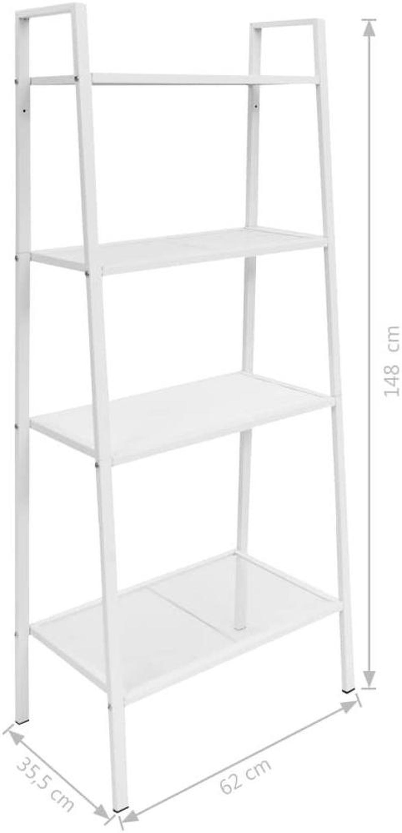 Alt view image 5 of 12 - vidaXL Bookcase 4-Tiers Ladder Bookcase Plant Display Shelving Unit Metal White