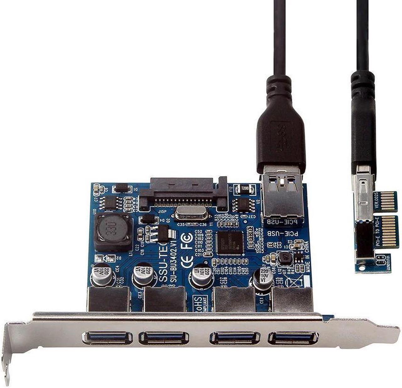 Alt view image 2 of 5 - Four Ports USB 3.0 Super Fast 5Gbps PCI-E Expansion Card PCI Express Adapter Converter Card Power Supply Module For Desktop PC with Extension Cable