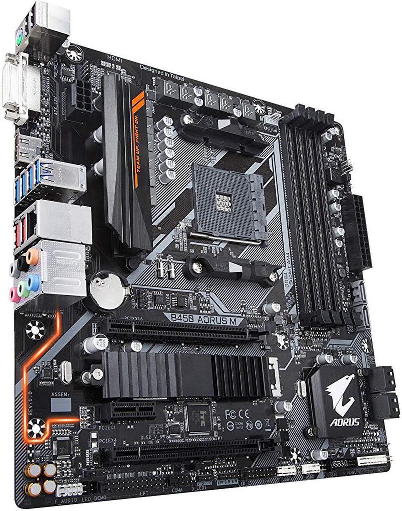 Alt view image 3 of 5 - Gigabyte B450 AORUS M B450 AM4 MicroATX M.2 Desktop Motherboard A