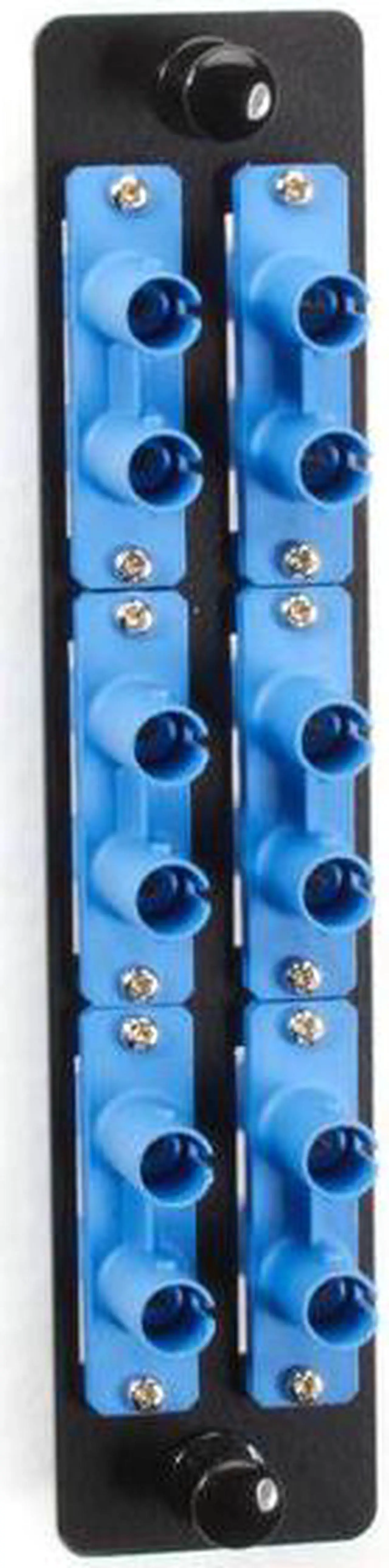 Alt view image 3 of 7 - Black Box High-Density Adapter Panel, Ceramic Sleeves, (6) ST Duplex Pairs, Blue - 6 x ST Duplex - 6 Port(s) - 6 x RJ-11 - 6 x Duplex