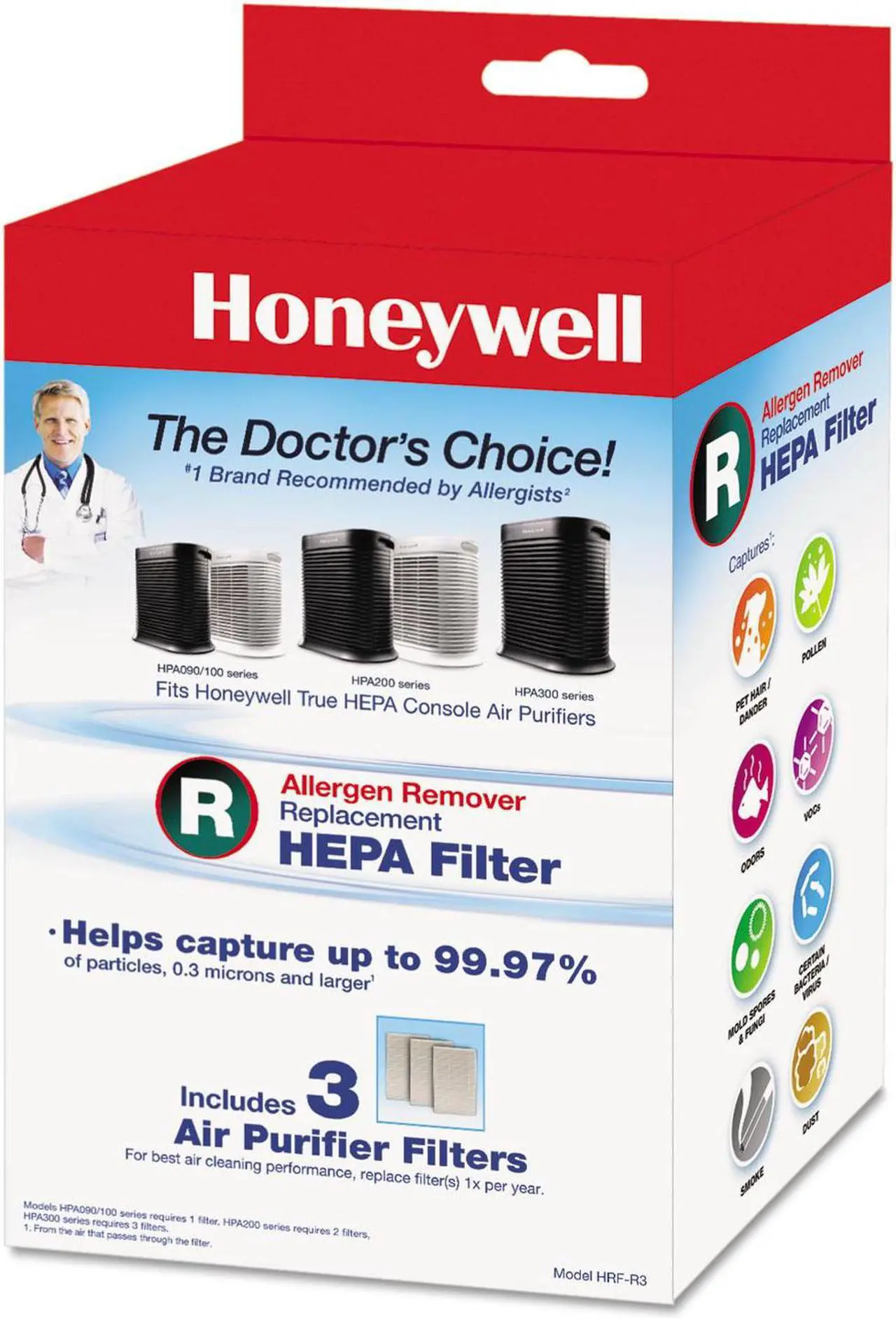 Alt view image 3 of 6 - Honeywell  HRF-R3  True HEPA Replacement Filter R - 3 Pack
