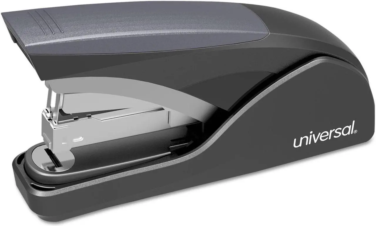 Alt view image 3 of 12 - Universal Deluxe Power Assist Flat-Clinch Full Strip Stapler 25 Sheet Capacity Black/Gray 43040