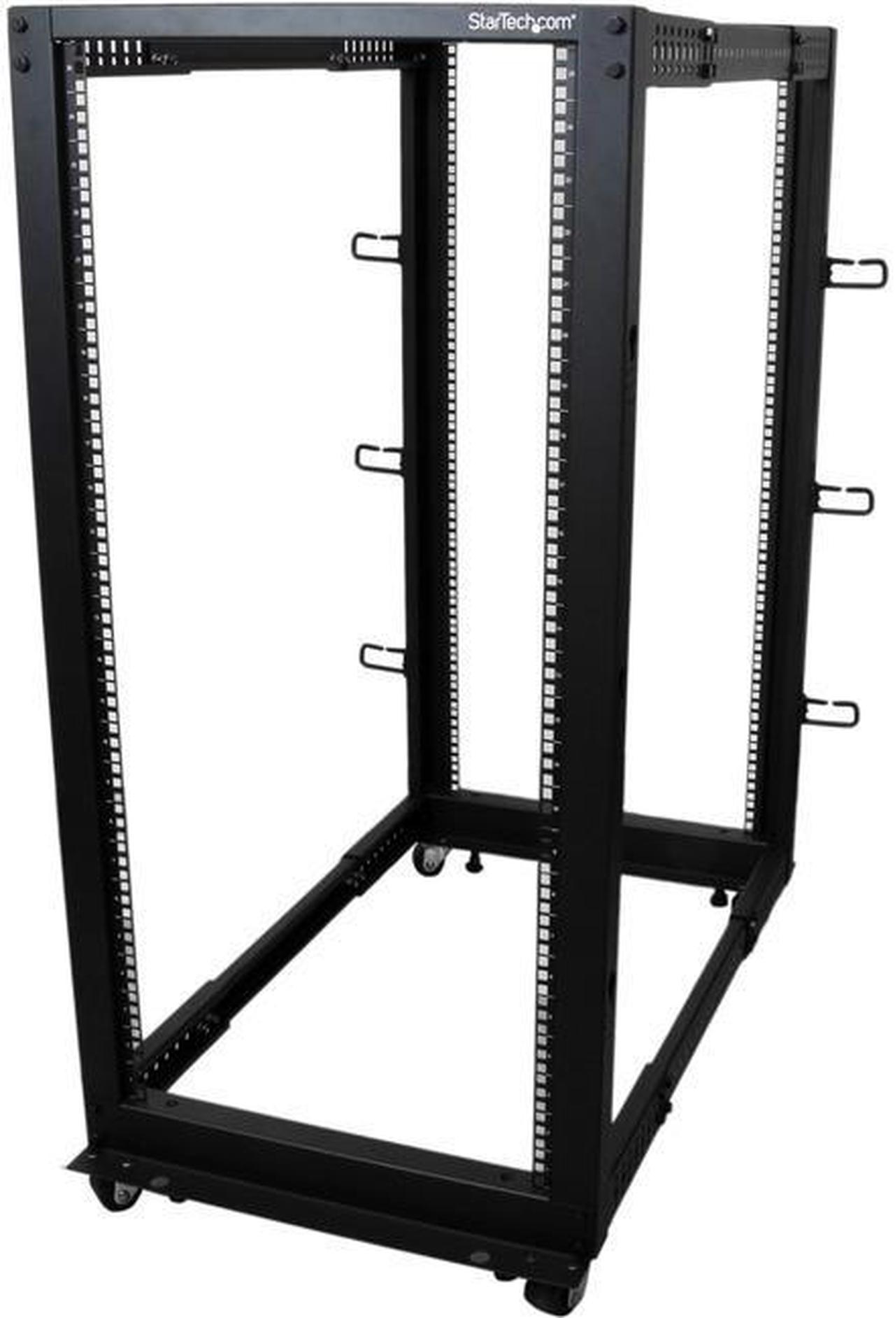 StarTech.com 4POSTRACK25U 25U Adjustable Depth Open Frame 4 Post Server Rack Cabinet - w/ Casters / Levelers and Cable Management Hooks