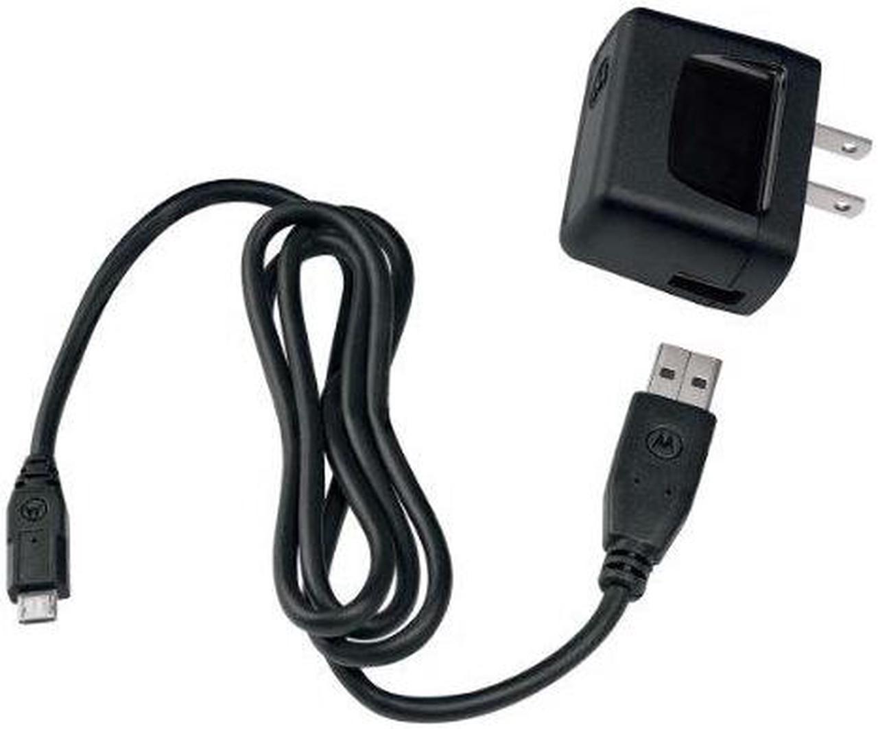 Motorola USB Wall Charger with Micro USB Data Cable - Bulk Packaging (Black)