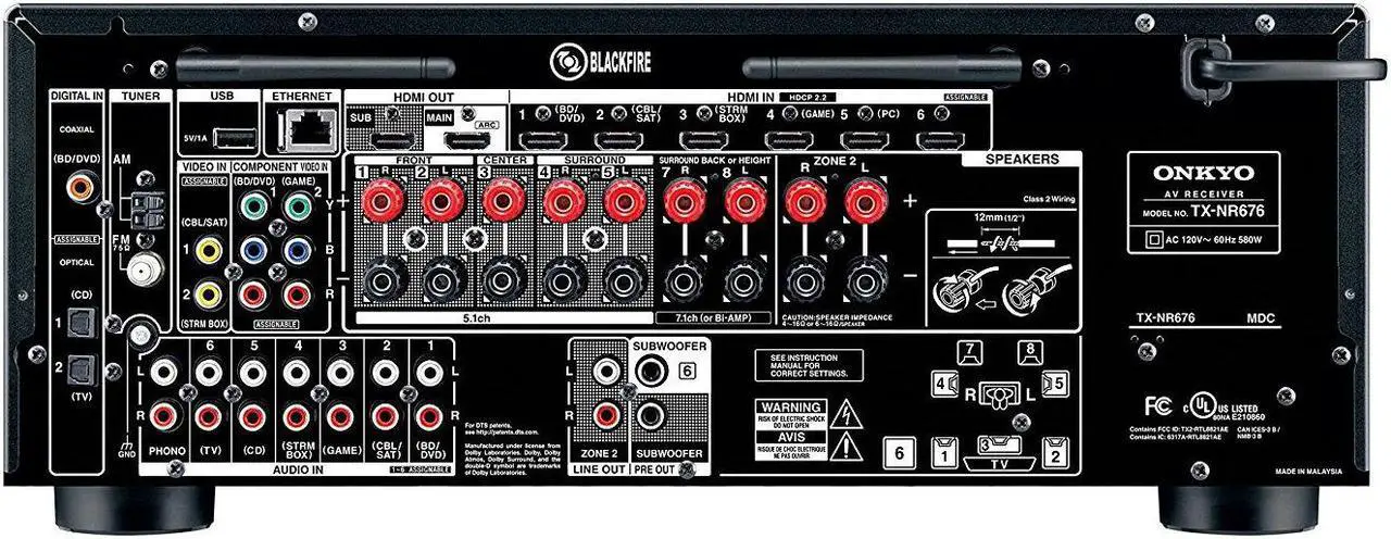Alt view image 4 of 12 - Onkyo TX-NR676 7.2-Ch Network A/V Receiver