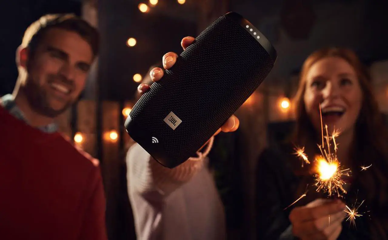 Alt view image 11 of 20 - JBL Link 10 Smart Voice-Activated Portable Wireless Bluetooth Speaker with Google Assistant, IPX7 Waterproof, Black
