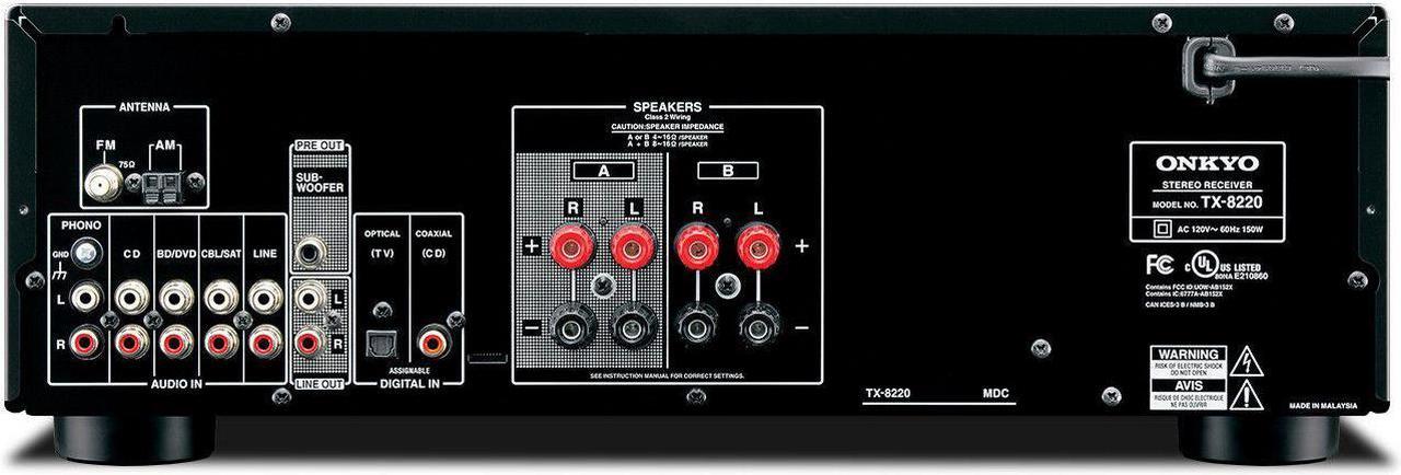 Alt view image 13 of 15 - Onkyo TX-8220 Analog Home Audio/Video Stereo Receiver (Black)