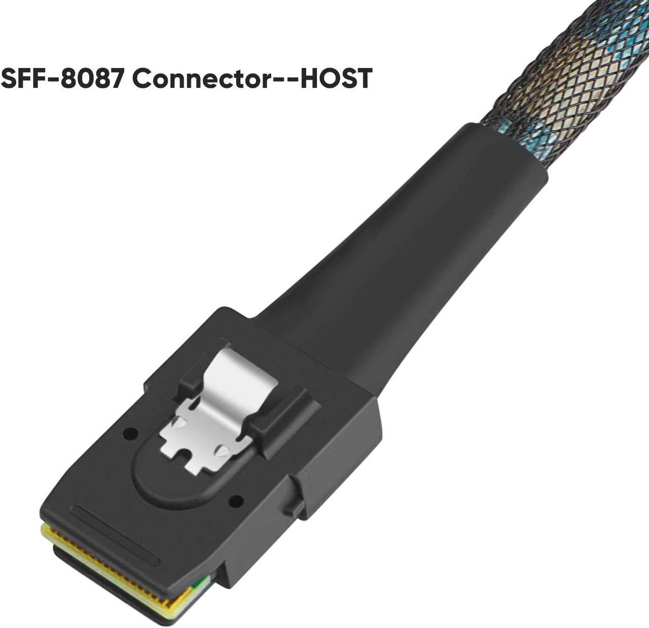 Alt view image 3 of 4 - Mini SAS Cable with SATA Power,   Internal Mini SAS 36 Pin to 4 x 29 Pin Cord with SATA Power, SFF-8087 to SFF-8482 Cable, 3 FT/1m