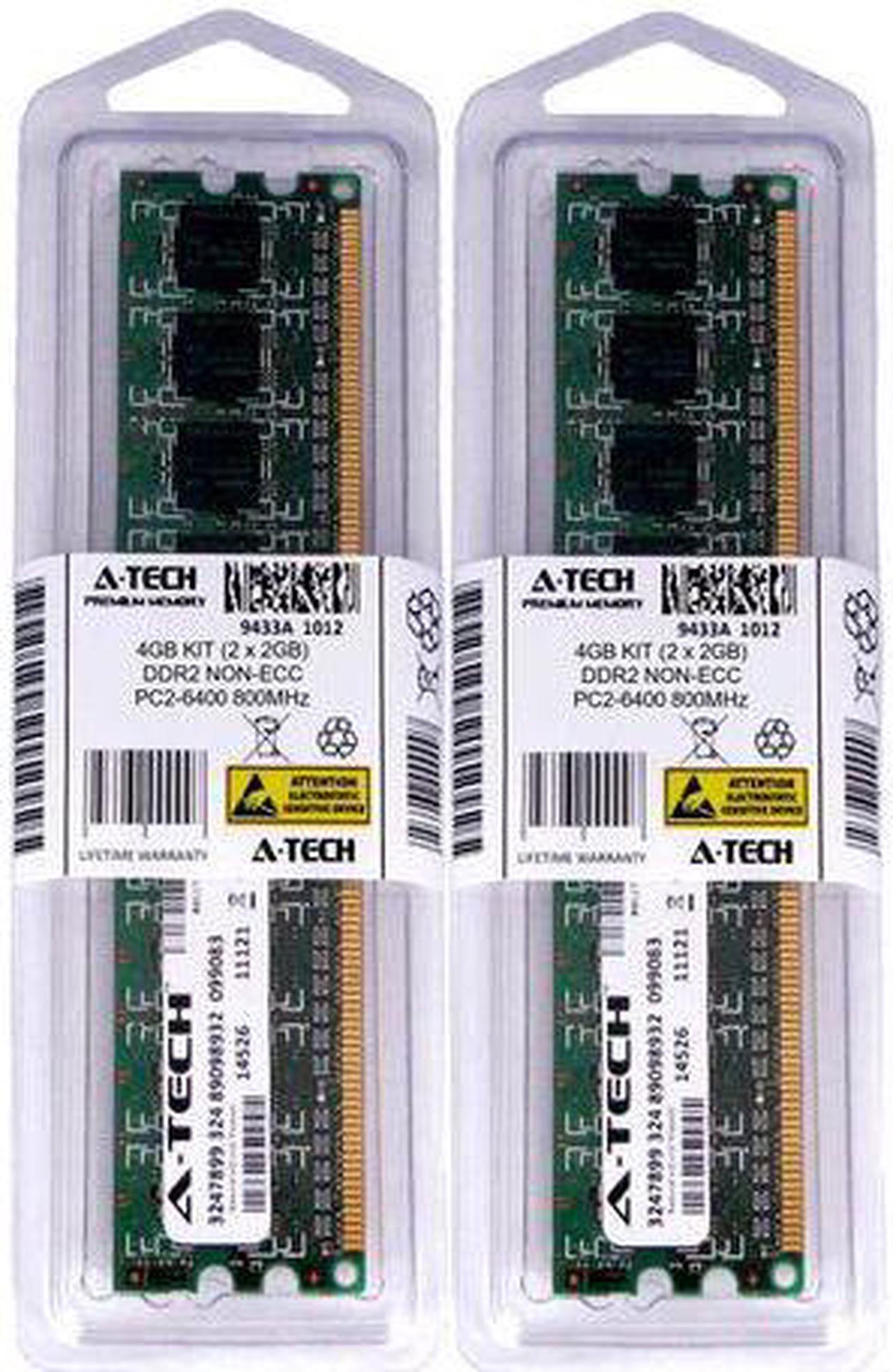 Atech 4GB Kit Lot 2x 2GB PC2-6400 6400 DDR2 DDR-2 800mhz 800 Desktop Memory RAM