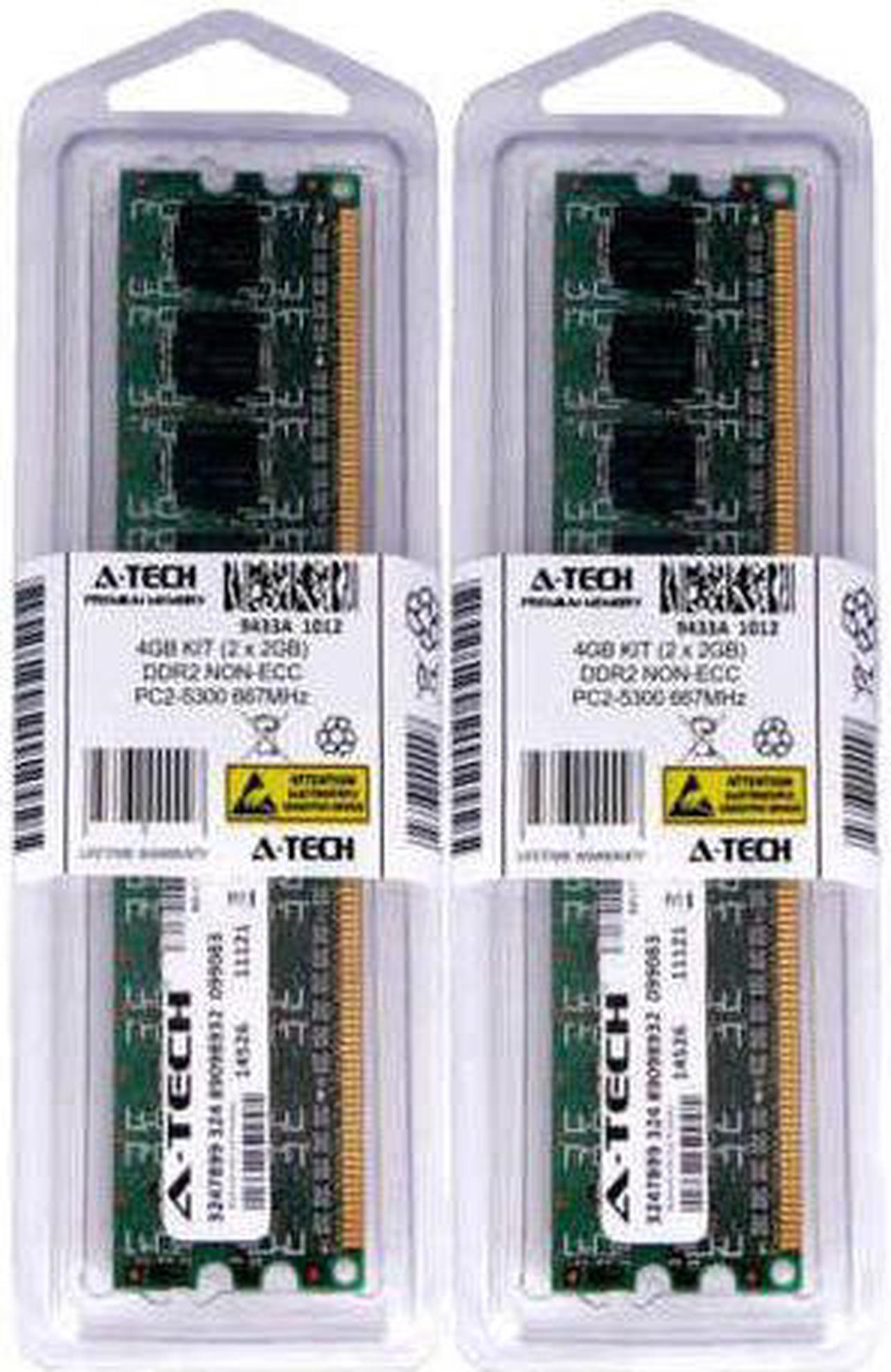 Atech 4GB Kit Lot 2x 2GB PC2-5300 5300 DDR2 DDR-2 667mhz 667 Desktop Memory RAM