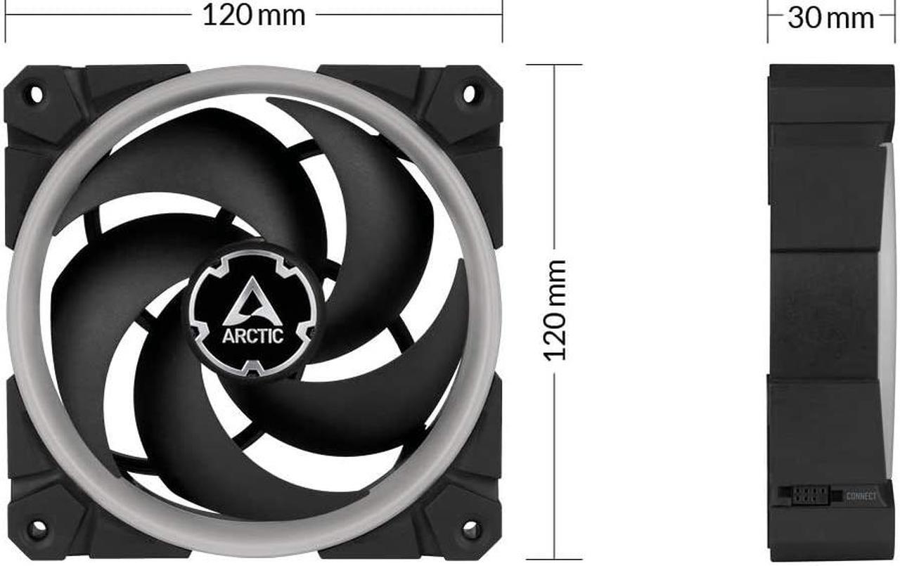 Alt view image 5 of 7 - ARCTIC BioniX P120 A-RGB (Bundle 3 pc, incl. A-RGB Controller) - 120 mm Pressure-Optimised Fan with A-RGB, PWM, Cooler, Fluid Dynamic Bearing, 400-2300 RPM - Black