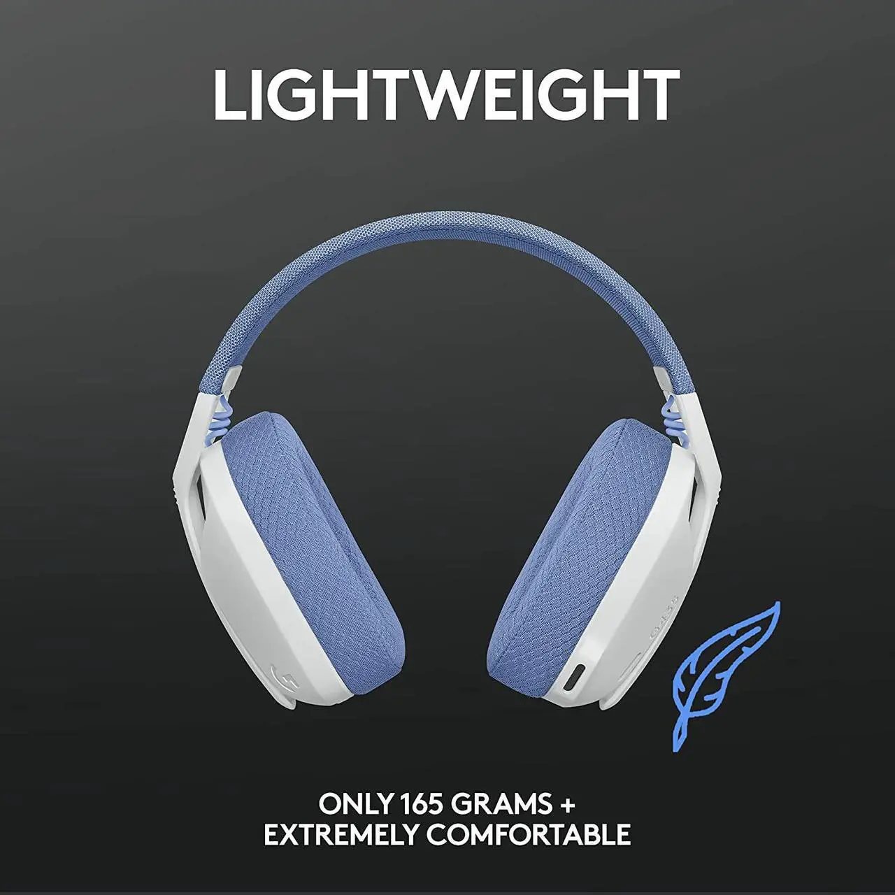 Alt view image 5 of 7 - Logitech G435 Lightspeed and Bluetooth Wireless Gaming Headset - Lightweight Over-Ear Headphones, Built-in mics, 18h Battery, Compatible with Dolby Atmos, PC, PS4, PS5, Mobile - White