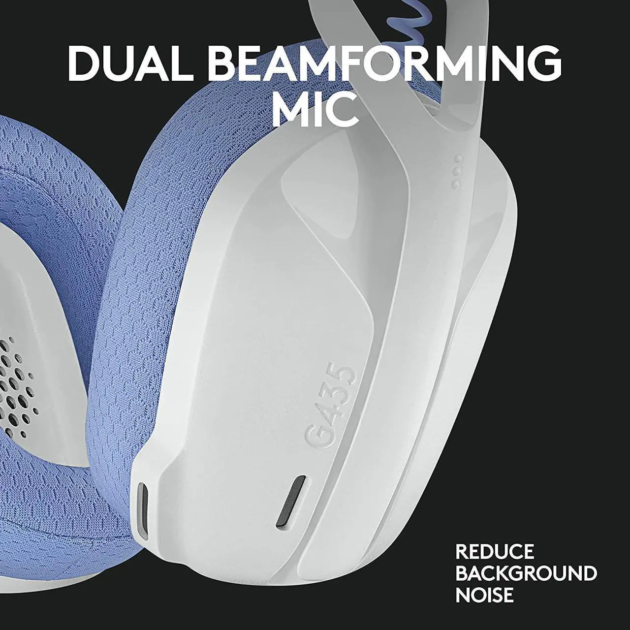Alt view image 4 of 7 - Logitech G435 Lightspeed and Bluetooth Wireless Gaming Headset - Lightweight Over-Ear Headphones, Built-in mics, 18h Battery, Compatible with Dolby Atmos, PC, PS4, PS5, Mobile - White