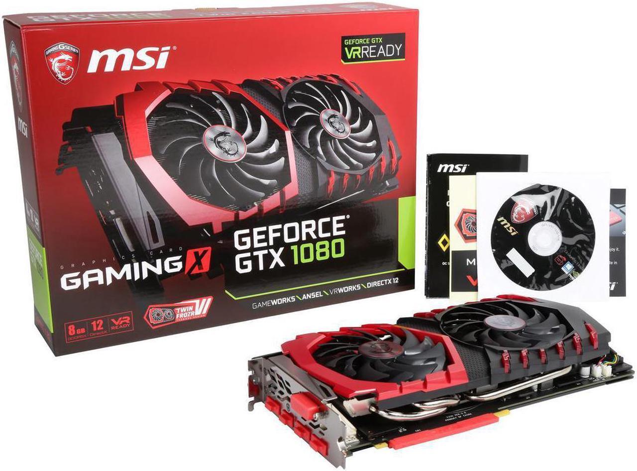 Main image of MSI Gaming GeForce GTX 1080 8GB GDDR5X SLI DirectX 12 VR Ready Graphics Card (GTX 1080 GAMING X 8G)