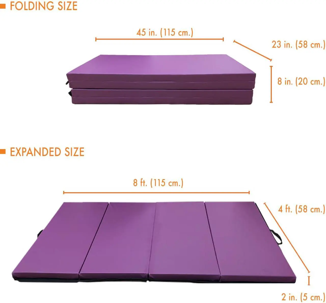 Alt view image 2 of 7 - Angel 4-Panel PU Leather Folding Gym Mat with Handle for Fitness Exercise Aerobics Tumbling Stretching Yoga Cheerleading Martial Arts