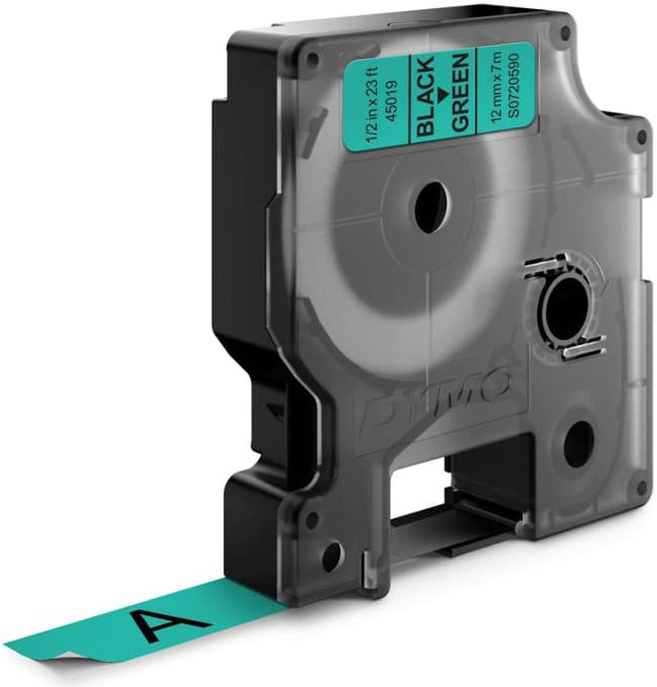 Dymo D1 45019 12mm (0.5") Black on Green Compatible Label Tape