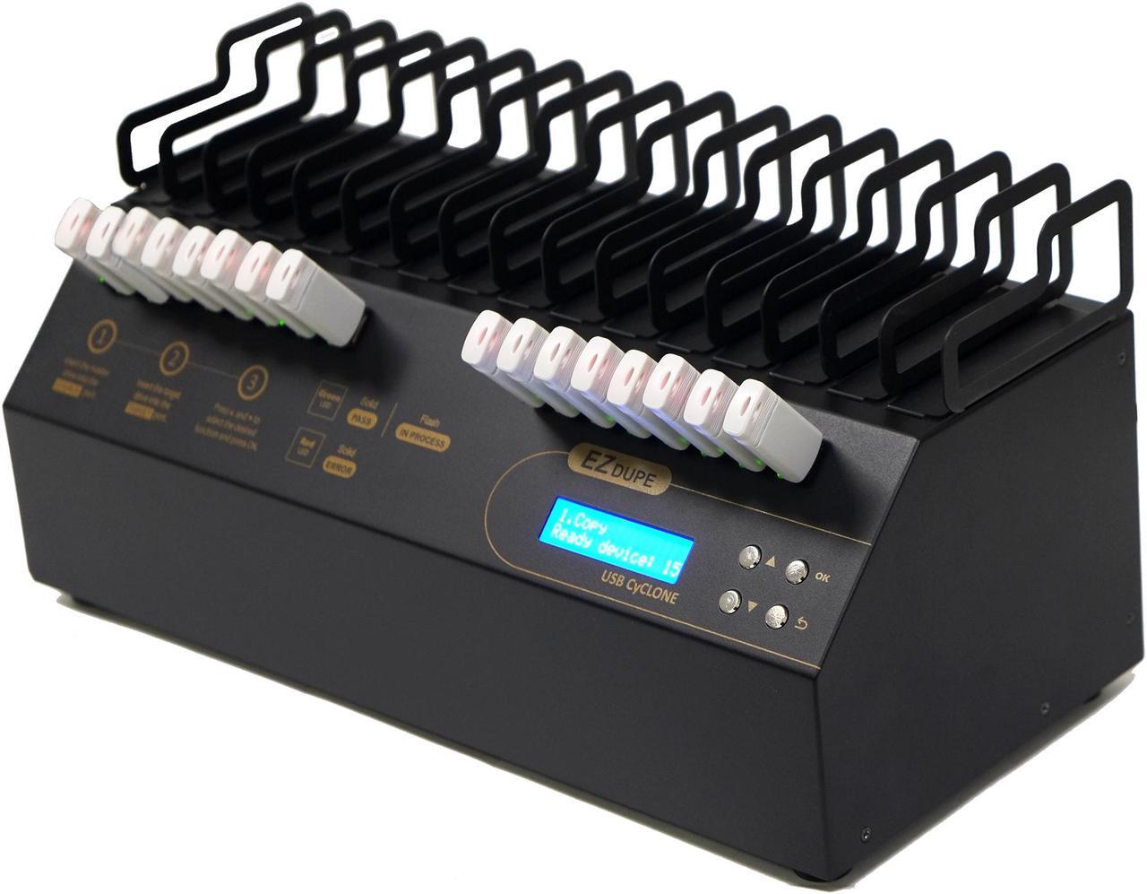 Alt view image 2 of 4 - EZ Dupe 1 to 15 USB Duplicator - Multiple Flash Memory Storage Copier & External Hard Drive Clone with Sanitizer (DOD Compliant) System - 45mb per Second (USB Cyclone)