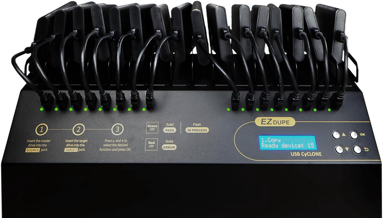 Alt view image 3 of 4 - EZ Dupe 1 to 15 USB Duplicator - Multiple Flash Memory Storage Copier & External Hard Drive Clone with Sanitizer (DOD Compliant) System - 45mb per Second (USB Cyclone)