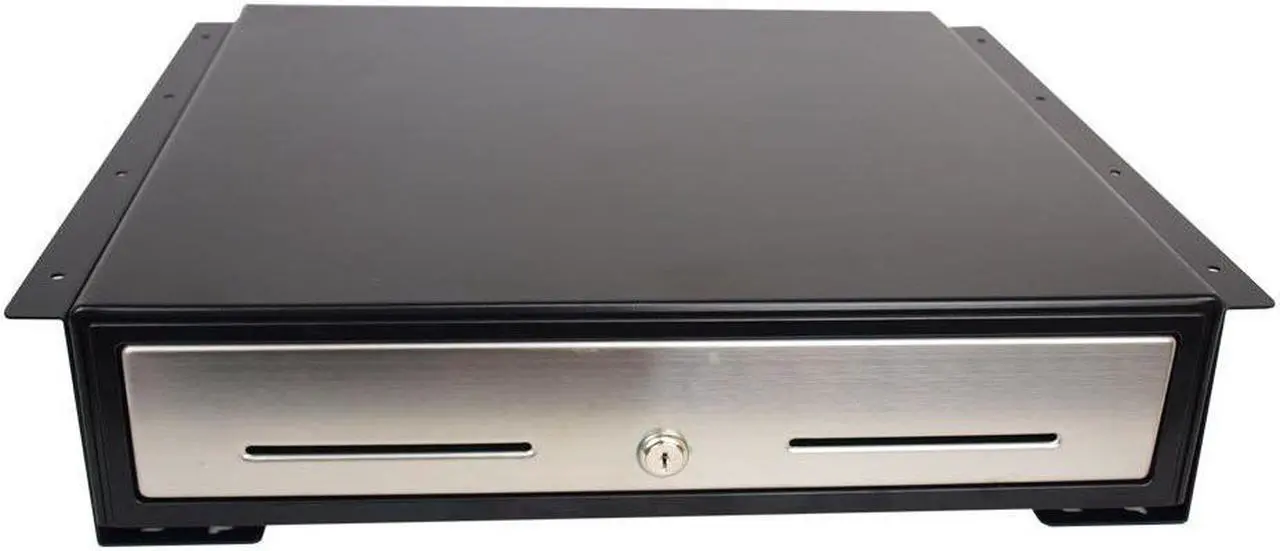 Alt view image 2 of 6 - Angel POS Under Counter 18" Point of Sale/POS Cash Drawer with Mounting Bracket/Mount Heavy Duty RJ-12 Key-Lock Cash Register w/Bill & Coin Trays (Black with Stainless Steel Front)