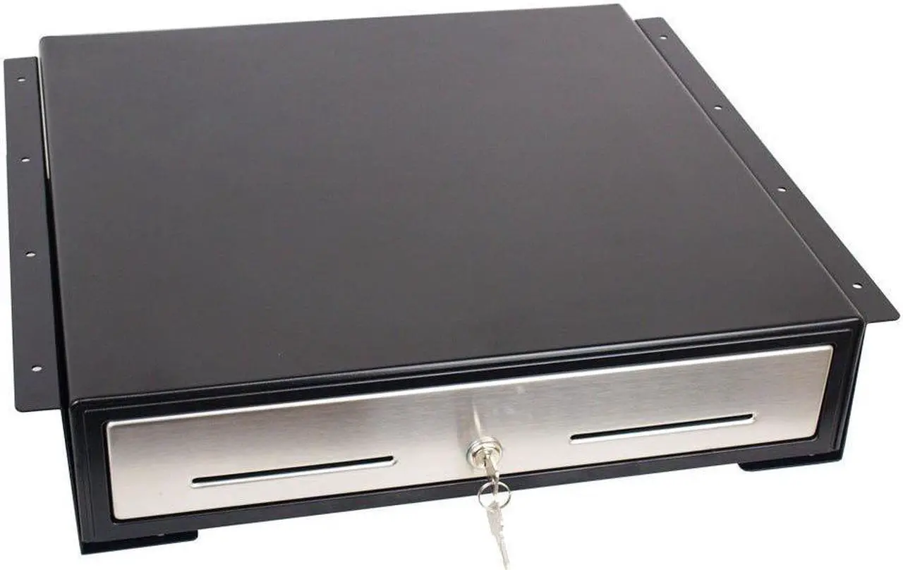 Alt view image 3 of 6 - Angel POS Under Counter 18" Point of Sale/POS Cash Drawer with Mounting Bracket/Mount Heavy Duty RJ-12 Key-Lock Cash Register w/Bill & Coin Trays (Black with Stainless Steel Front)