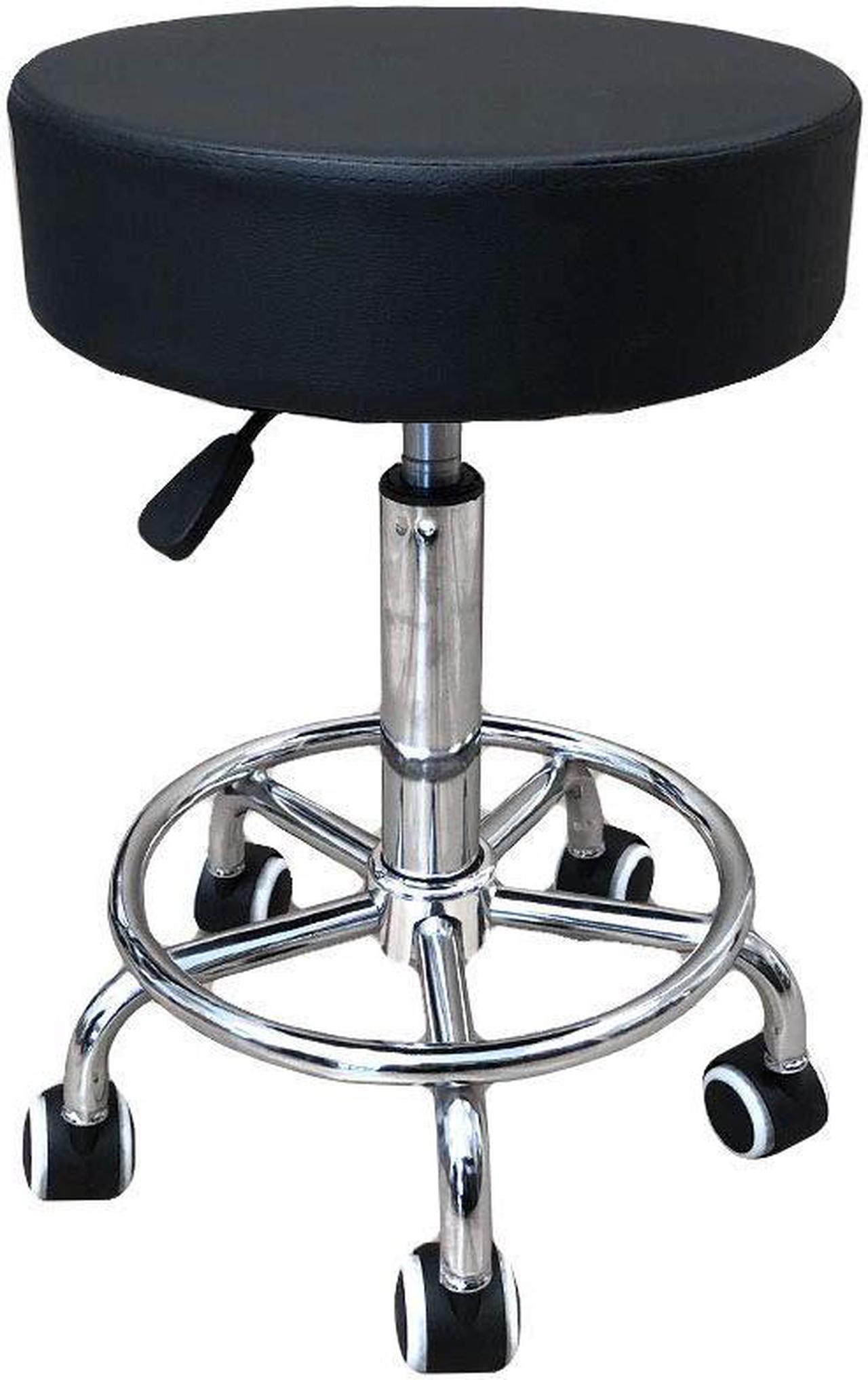 Main image of Deluxe Round Height Hydraulic Adjustable Rolling Stool,(Black with footrest)