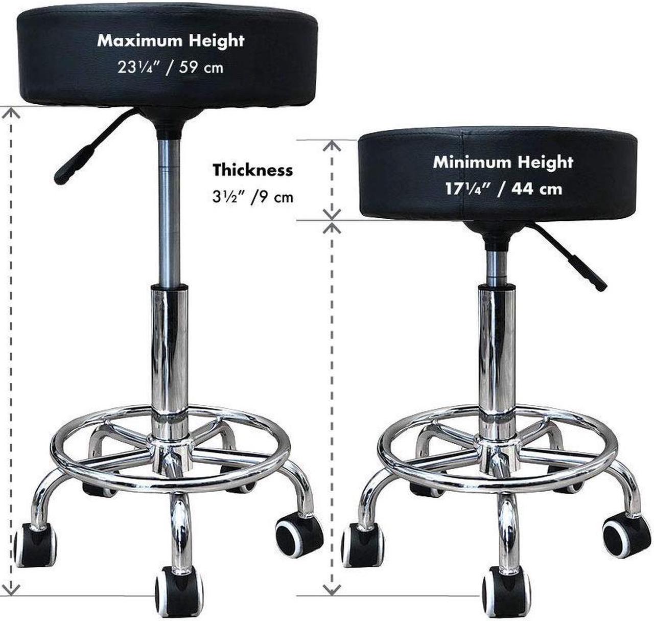 Alt view image 5 of 5 - Deluxe Round Height Hydraulic Adjustable Rolling Stool,(Black with footrest)