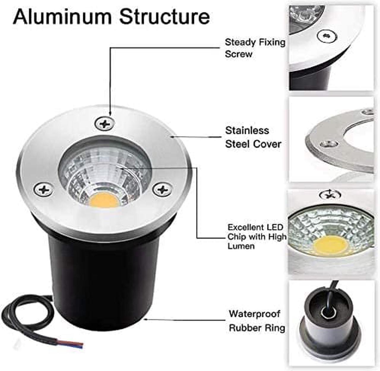 Alt view image 4 of 7 - Low Voltage Landscape Lights OmaiLighting Landscape Lighting LED Well Lights 3W 12V-24V Ground Lights IP67 Waterproof for Driveway Deck Step Garden Lights Outdoor Warm White (2 Pack)