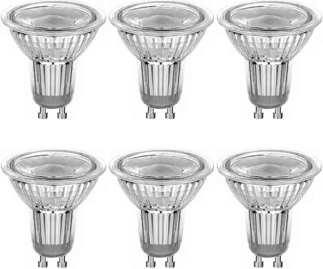 Main image of 6-Pack GU10 led bulbs dimmable 6000k 50W Halogen Bulb Equivalent Daylight White 450 Lumen 38 Degree Beam Angle MR16 Glass Track Light Spotlight Bulbs, AC 110V