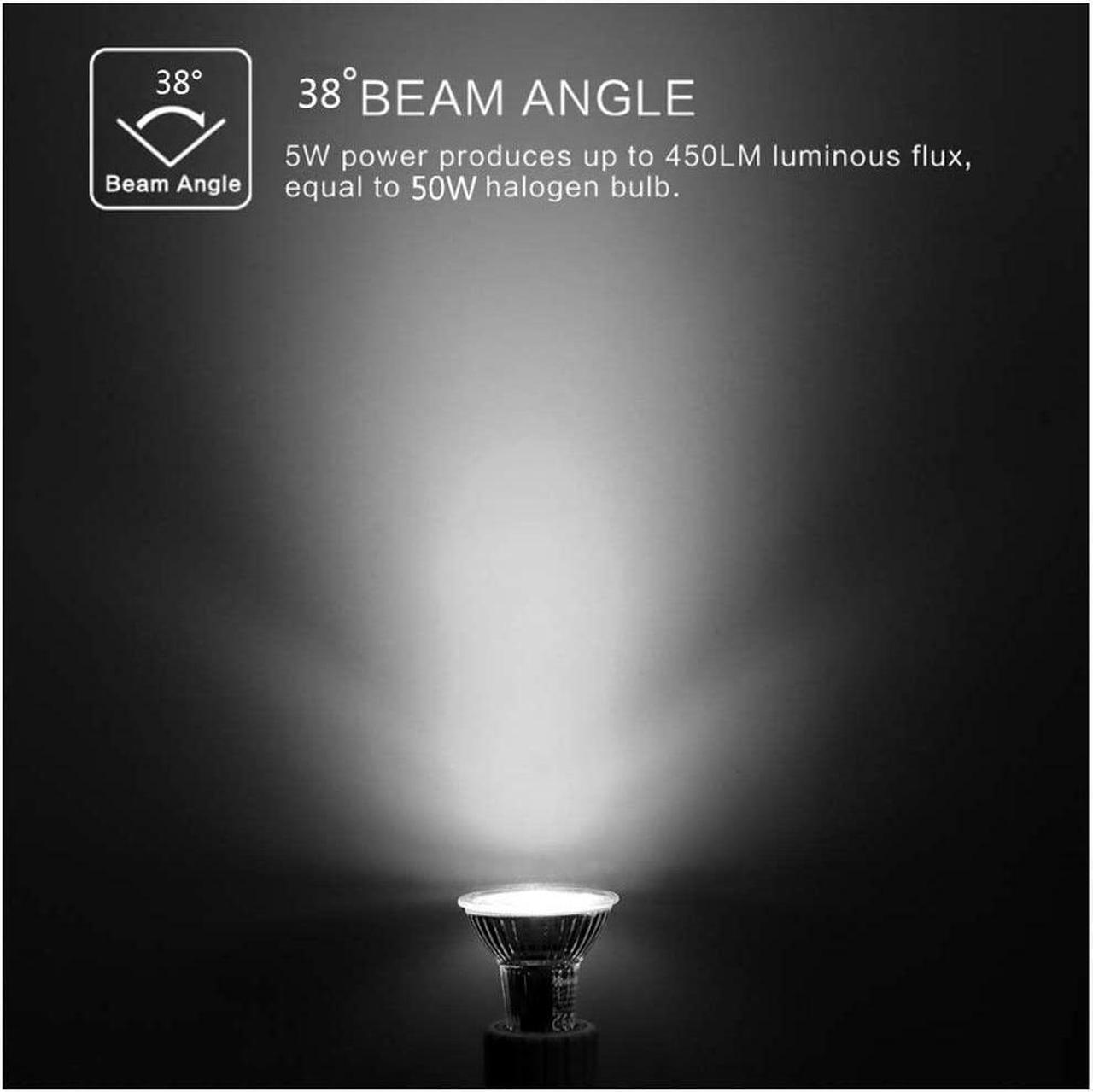 Alt view image 7 of 7 - 6-Pack GU10 led bulbs dimmable 6000k 50W Halogen Bulb Equivalent Daylight White 450 Lumen 38 Degree Beam Angle MR16 Glass Track Light Spotlight Bulbs, AC 110V