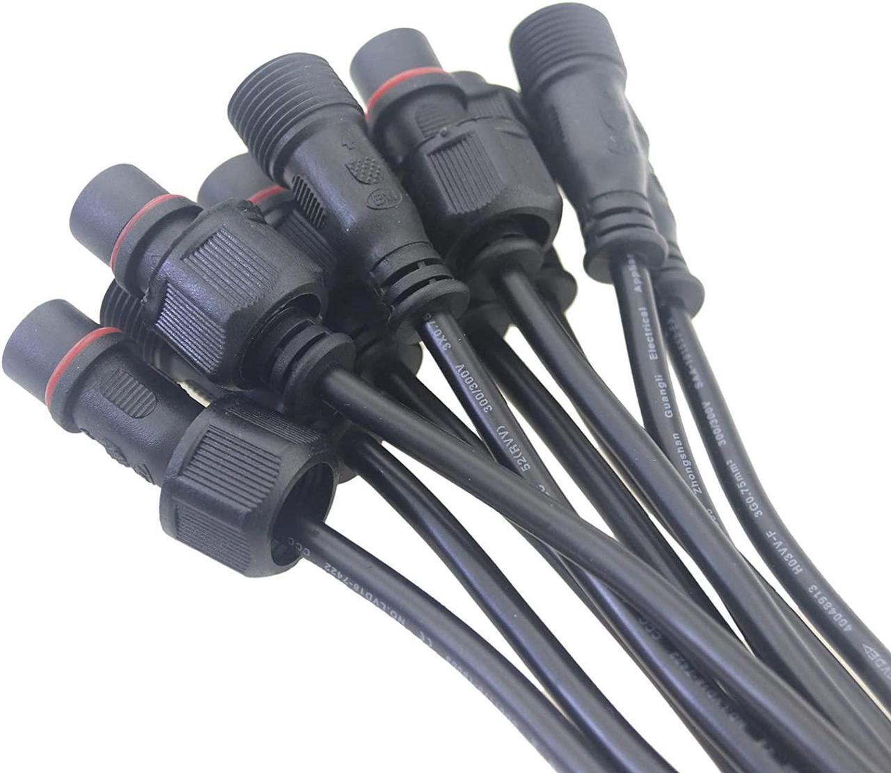 Alt view image 7 of 7 - 5 Pairs 3Pin Waterproof Electrical Connector IP65 Male Female Connectors with 18AWG 0.75m² Extension Cable for Car Truck Boat Indoor/Outdoor LED Pixel Strip String Light