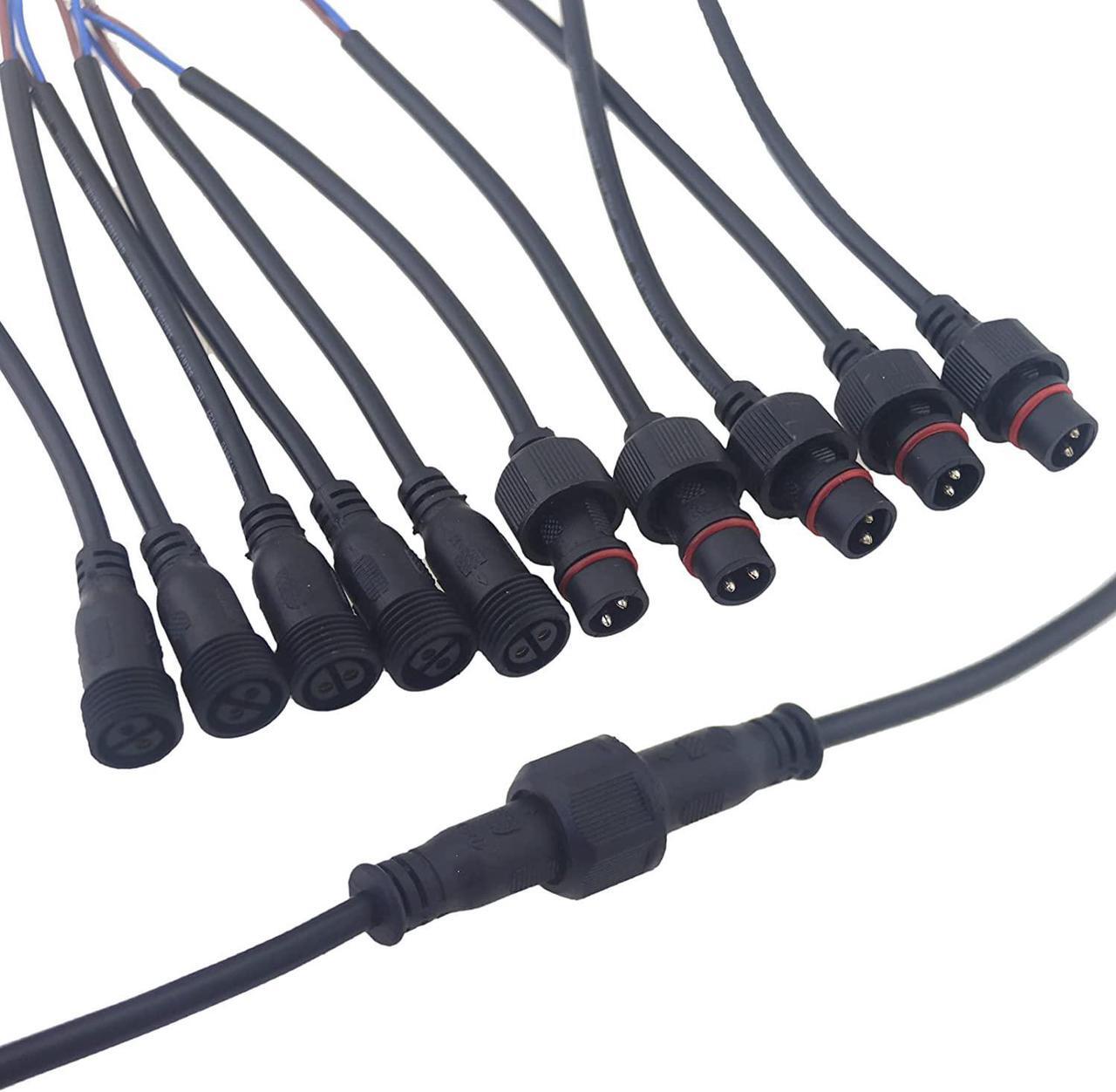 Alt view image 3 of 7 - 5 Pairs 2pin Waterproof Electrical Connector IP65 Male Female Connectors with 18AWG 0.75m² Extension Cable for Car Truck Boat Indoor/Outdoor LED Pixel Strip String Light