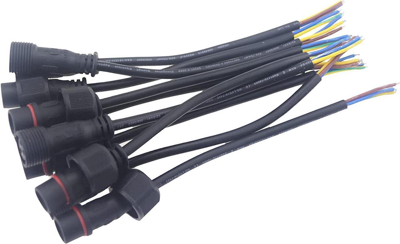 Alt view image 2 of 7 - 5 Pairs 3Pin Waterproof Electrical Connector IP65 Male Female Connectors with 18AWG 0.75m² Extension Cable for Car Truck Boat Indoor/Outdoor LED Pixel Strip String Light