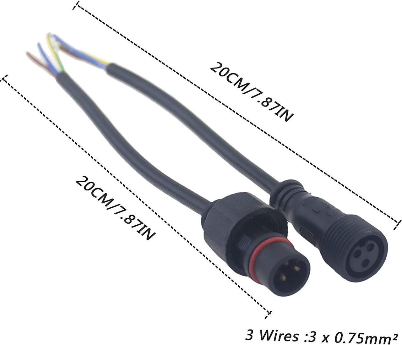 Alt view image 5 of 7 - 5 Pairs 3Pin Waterproof Electrical Connector IP65 Male Female Connectors with 18AWG 0.75m² Extension Cable for Car Truck Boat Indoor/Outdoor LED Pixel Strip String Light