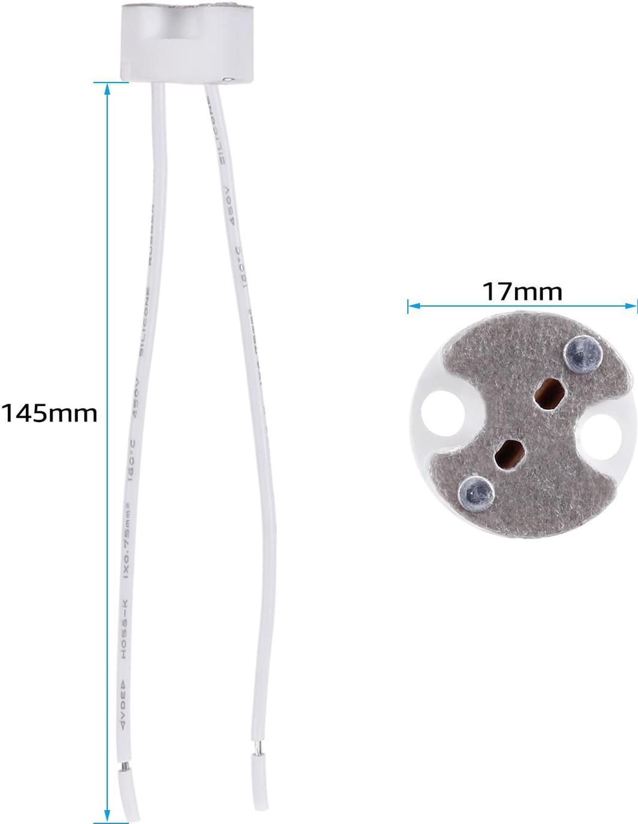 Alt view image 7 of 7 - 10-Pack Bi-Pin Socket for G4, G6.35, GY6.35, GX5.3, GZ4 Base Light Bulbs, Ceramic Body with Mica Covers for Max 100W LED/Halogen/Incandescent Bulb