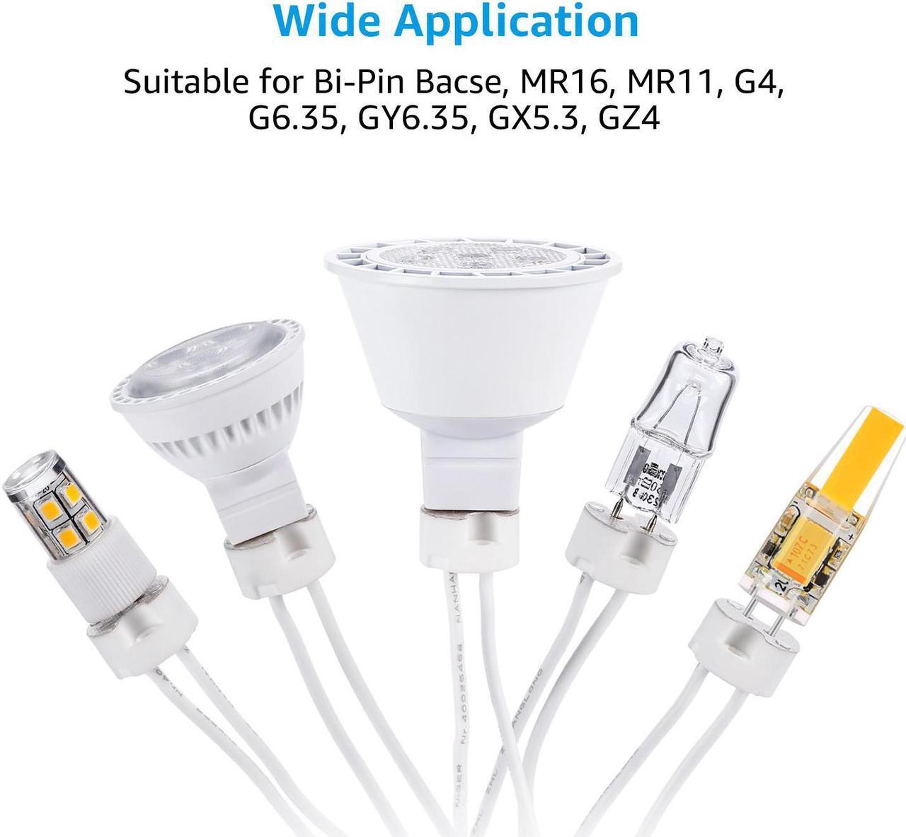 Alt view image 2 of 7 - 10-Pack Bi-Pin Socket for G4, G6.35, GY6.35, GX5.3, GZ4 Base Light Bulbs, Ceramic Body with Mica Covers for Max 100W LED/Halogen/Incandescent Bulb