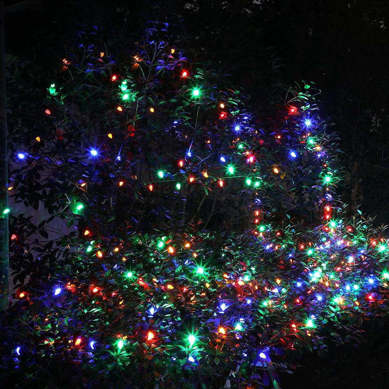 Alt view image 6 of 7 - C6 LED Christmas Lights Outdoor, 32.8ft 50 LED Multi Color String Lights, Outdoor Decorations for Christmas Tree, Patio, Garden, Yard, Green Wire, UL Listed