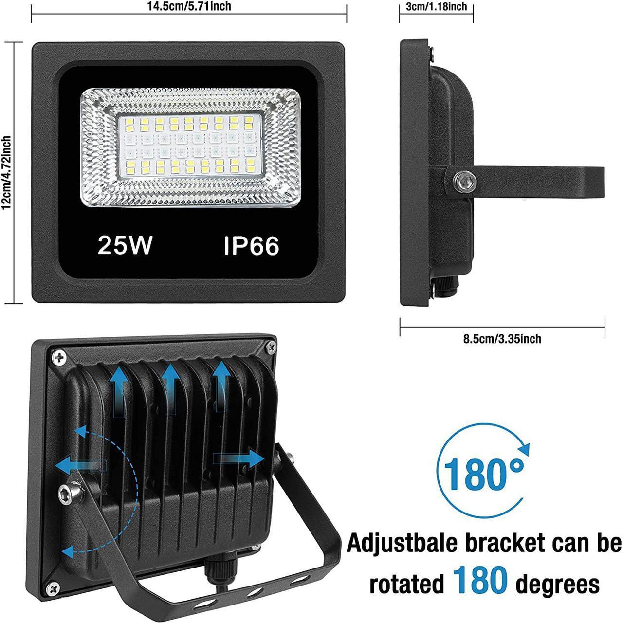 Alt view image 2 of 7 - LED Flood Lights RGB Color Changing Outdoor 200W Equivalent,25W Bluetooth Smart Floodlights RGBW APP Control, IP66 Waterproof,16 Million Colors 20 Modes for Landscape Garden Stage Lighting(2 Pack)