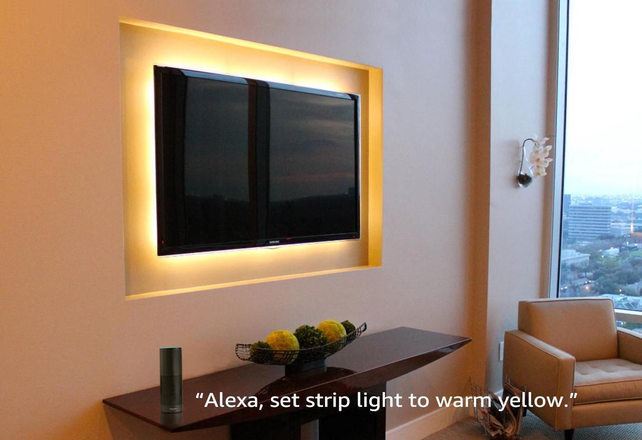 Alt view image 4 of 7 - LED Smart TV Backlight Kit Multi-Color, Work with Alexa, App Control, 4pcs of Waterproof Strip Lights, Flexible Strips for Home Theater, Monitor, Screen