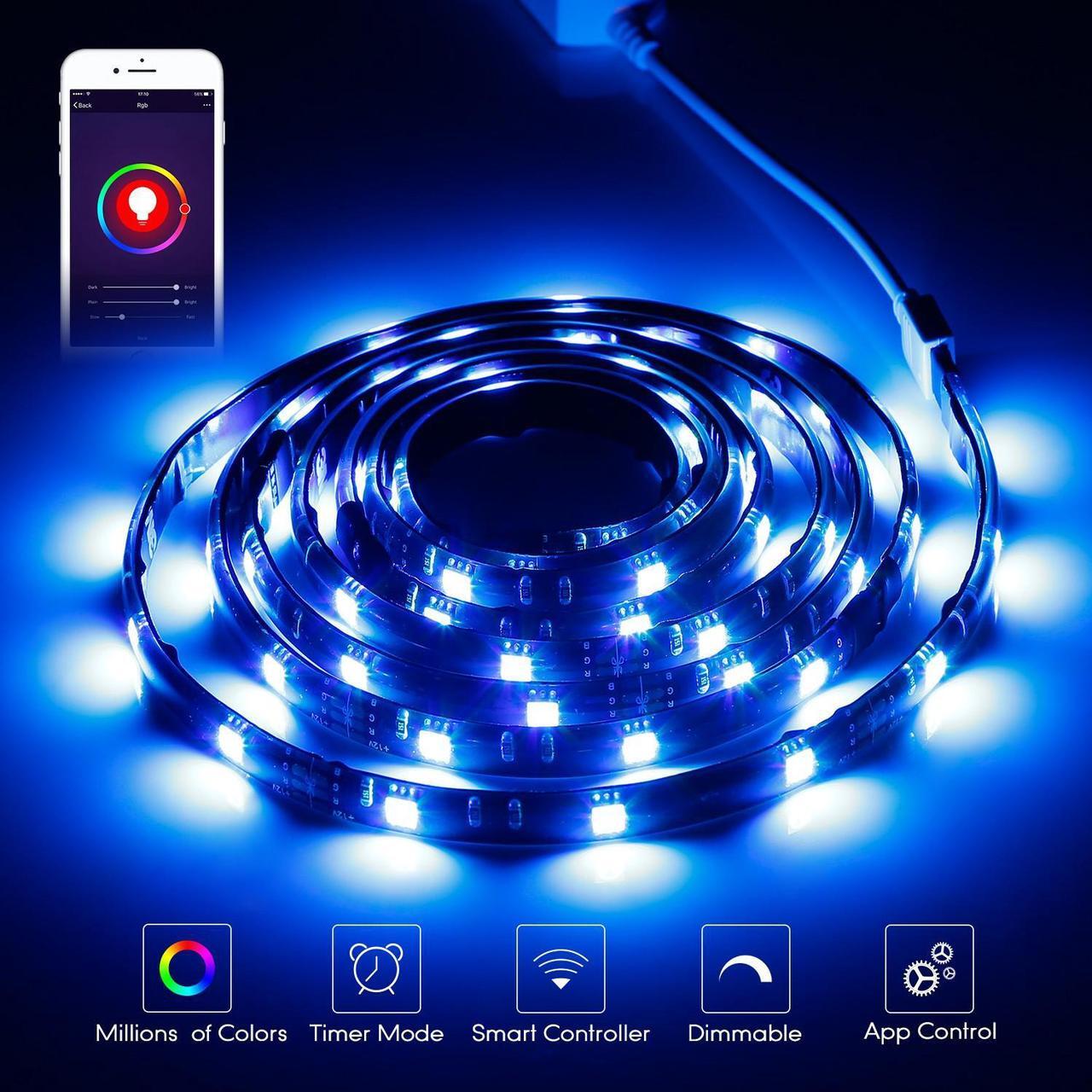Alt view image 2 of 7 - LED Smart TV Backlight Kit Multi-Color, Work with Alexa, App Control, 4pcs of Waterproof Strip Lights, Flexible Strips for Home Theater, Monitor, Screen