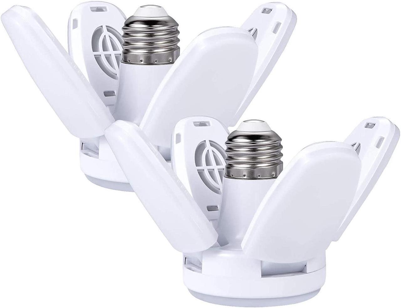 Main image of 2 Pack LED Light Bulb 40 Watt (200W Equivalent), E26 Base 6500K Daylight Garage Light,Bright Deformable Ceiling Home Lighting for Attic Workbench Porch Basement,Mini Fan Blade LED Bulbs