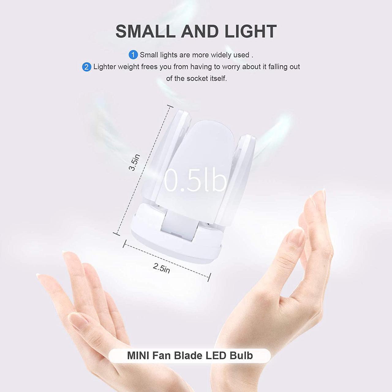 Alt view image 5 of 7 - 2 Pack LED Light Bulb 40 Watt (200W Equivalent), E26 Base 6500K Daylight Garage Light,Bright Deformable Ceiling Home Lighting for Attic Workbench Porch Basement,Mini Fan Blade LED Bulbs
